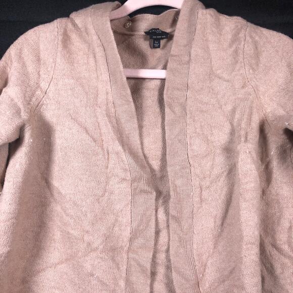 Talbots Womens Sweater Tan Cardigan Open Front Pure Merino Wool Large Petite - Picture 2 of 12